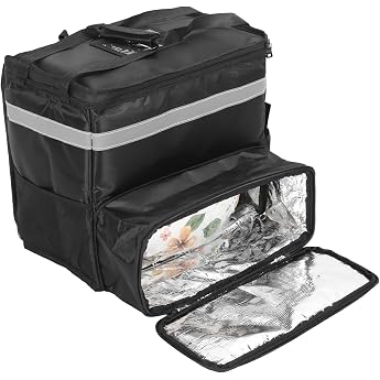 Pizza lieferrucksack-Lieferung Rucksack isolierter erweiterbarer hei er Tasche f r Bike Camping Beach Schwarz