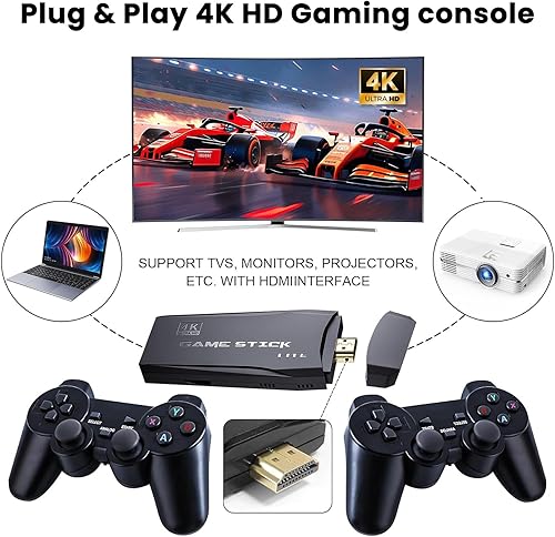 Miniatura 3 de Consola de juegos retro inalámbrica Retro Game Stick incorporada más de 20000 juegos clásicos 4K salida HDMI Plug and Play Videojuegos para TV, con