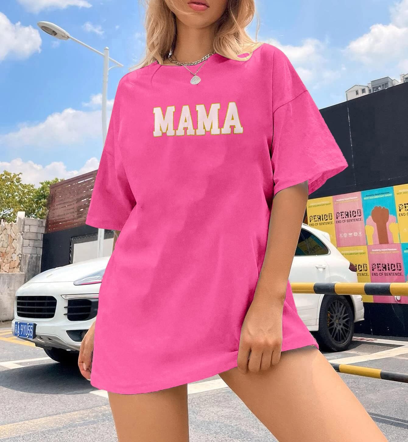 Mama Shirt Women Mama Puff and Glitter Shirts Mom Gifts Oversized T-Shirt Trendy Mom Short Sleeve Blouse Tops