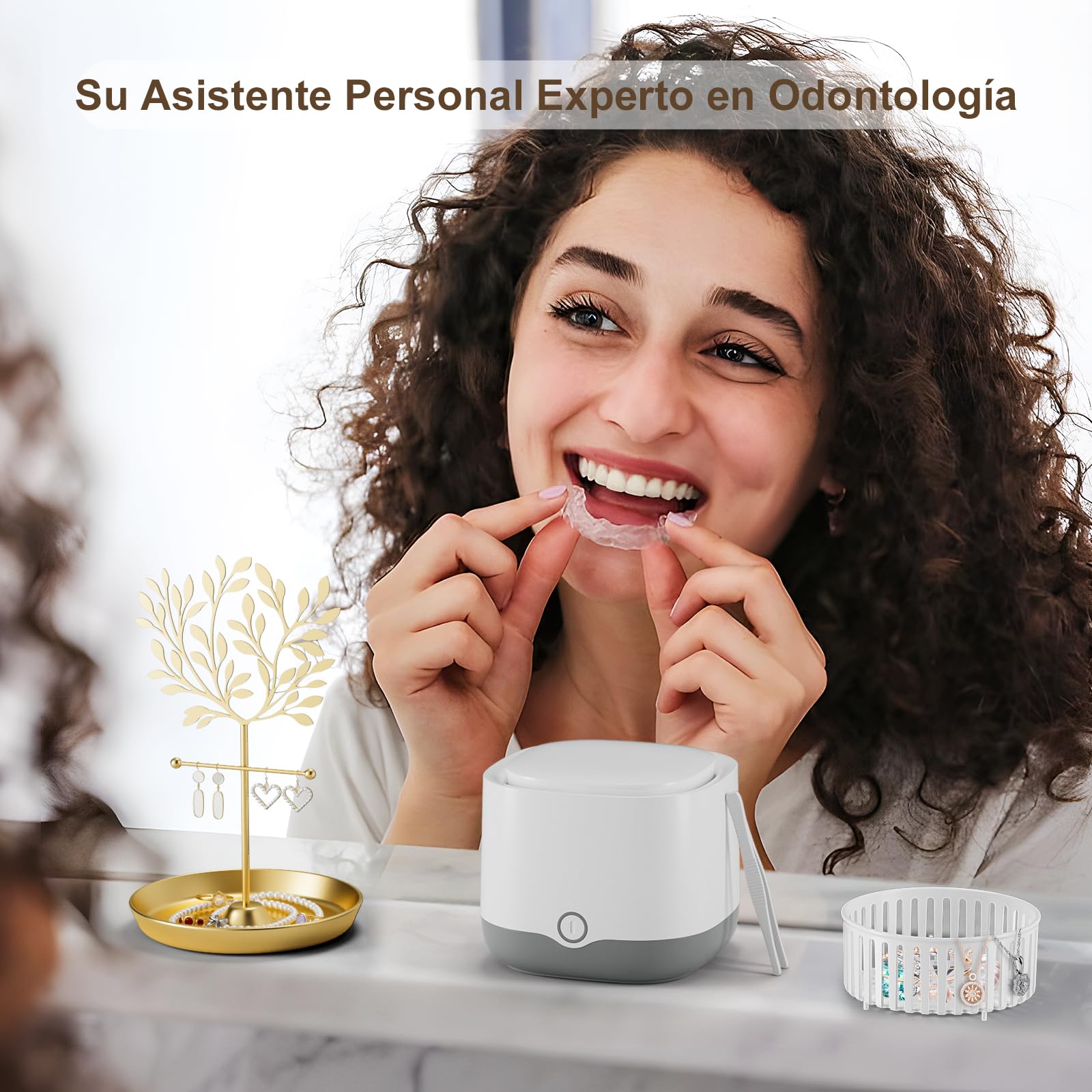 Limpiador Ultrasonidos Portátil 45000Hz con Luz UV | 24W 200ml | Para Prótesis Dentales, Retenedores, Alineadores, Férulas, Joyas | Cámara de Limpiador Ferula Dental