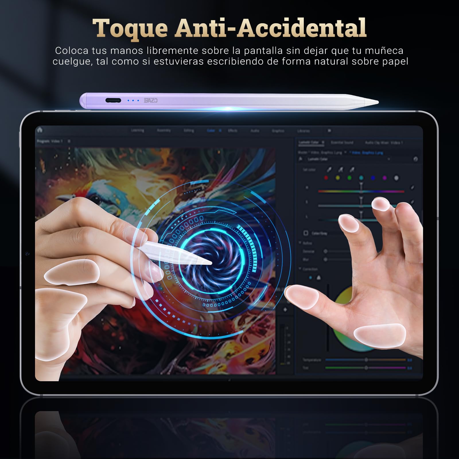 BAZO Lápiz para iPad 2018-2026 - Carga Rápida, Detección de Inclinación