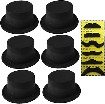 6 Pack Adults Top Hats Plastic Magician Hat Costume Hat Top Hat for women Stage Performance Party Cosplay Supplies
