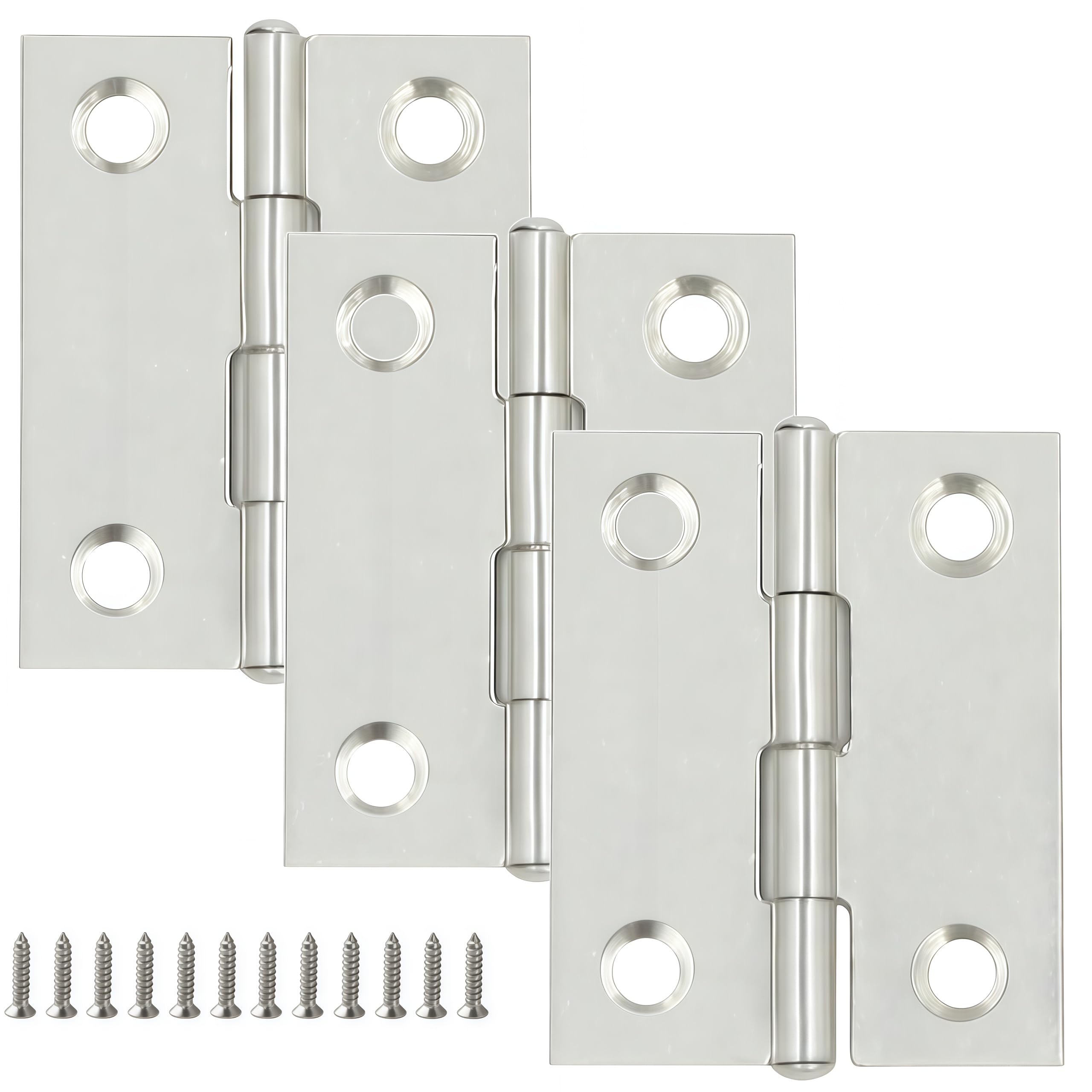 Vbnexyr Regular Hinges 3 Pack Stainless Steel Casement Hinges For Interior Doors With Screws Suitable For Room Doors Boxes And Small Cabinet 1.5 Inches