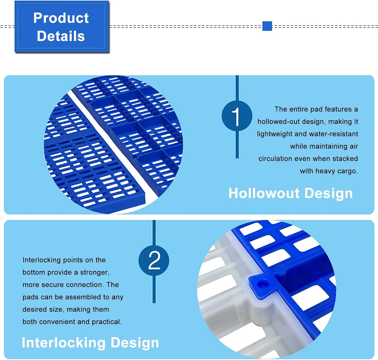 Plastic Pallets Basement Floor, Interlocking with Breathable Grids Storage Pad, Lightweight Floor Polyethylene Pallet for Garages, Kitchen, Basement, Supermarket, Warehouse(White,30x90cm/12x35in)