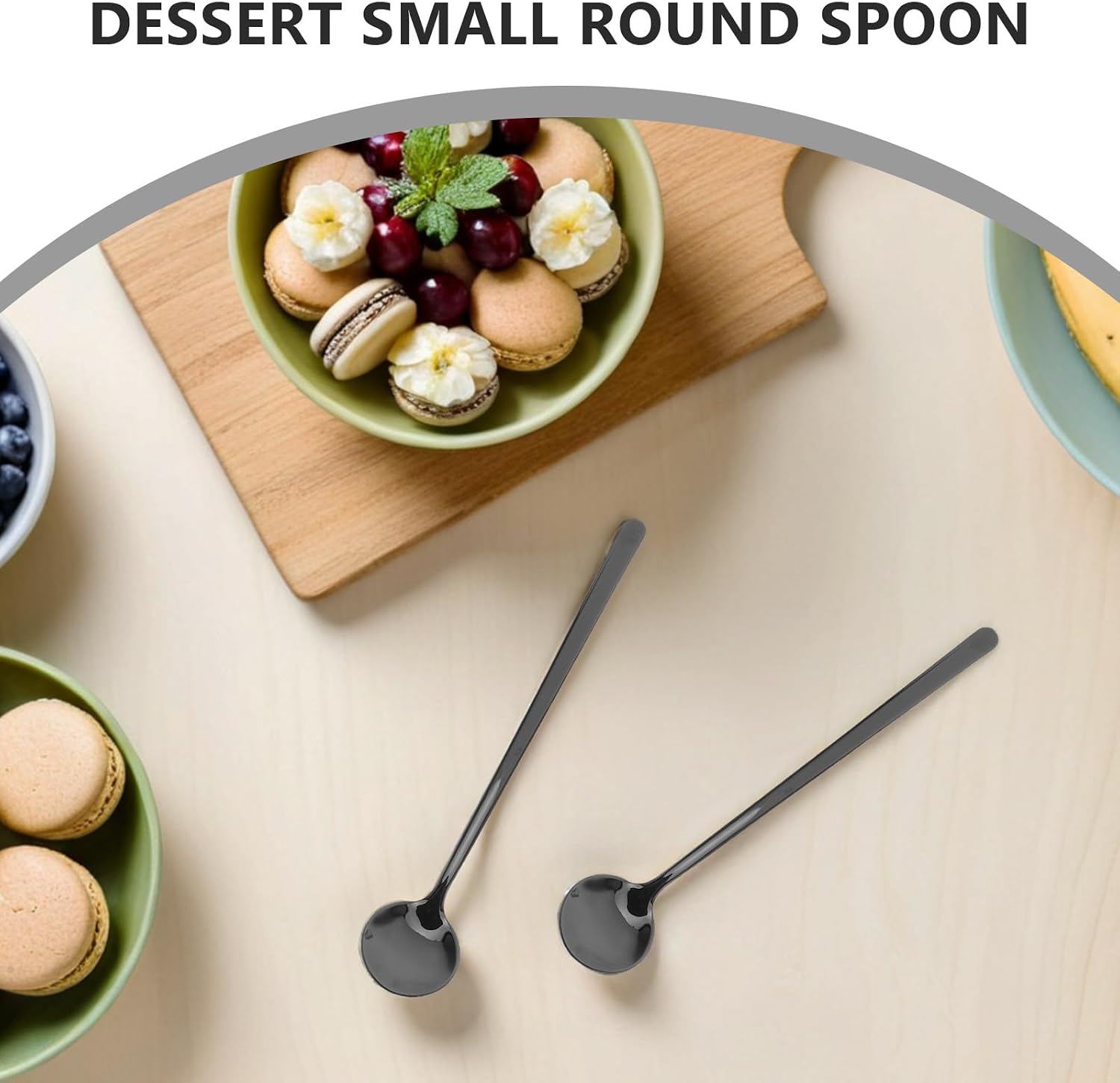 Ipetboom 6pcs Iced Teaspoons Long Stirring Spoons Ice Cream Long Handle Iced Teaspoons For Bar Home Kitchen Drinks Coffee Cocktail Black