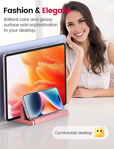 Miniatura 4 de Vaydeer Soporte vertical para laptop para escritorio, soporte de plástico de doble ranura para laptop con diseño 4 en 1 que ahorra espacio, soporte