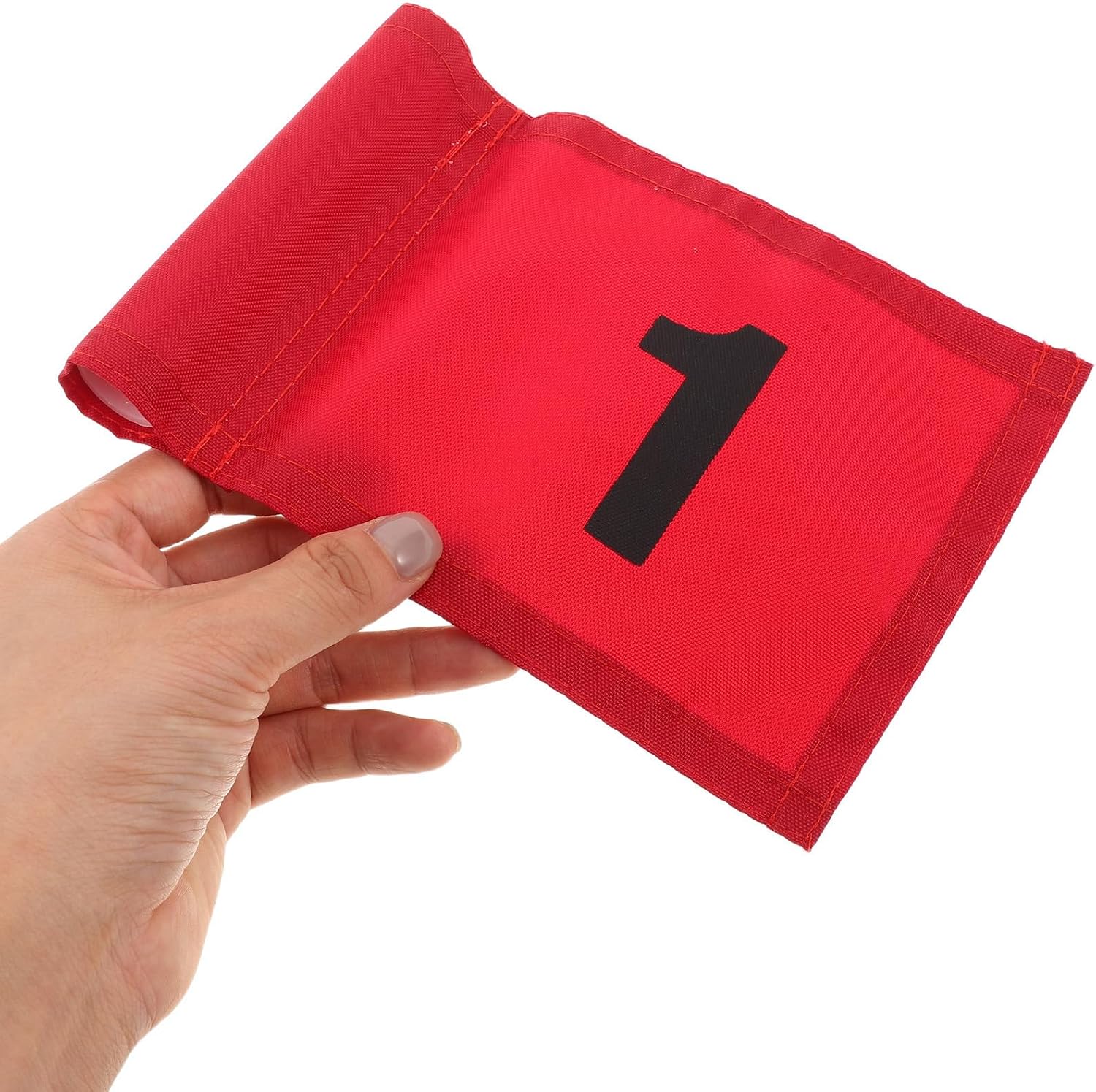 3pcs Numbered Golf Course Flag 4.7x7 Inch Nylon Mini Practice Pin | Tri-color Red, White, and Blue, Tube Insert Fit, Lightweight Build, Easy Setup, High Visibility, Sturdy Base for Backyard