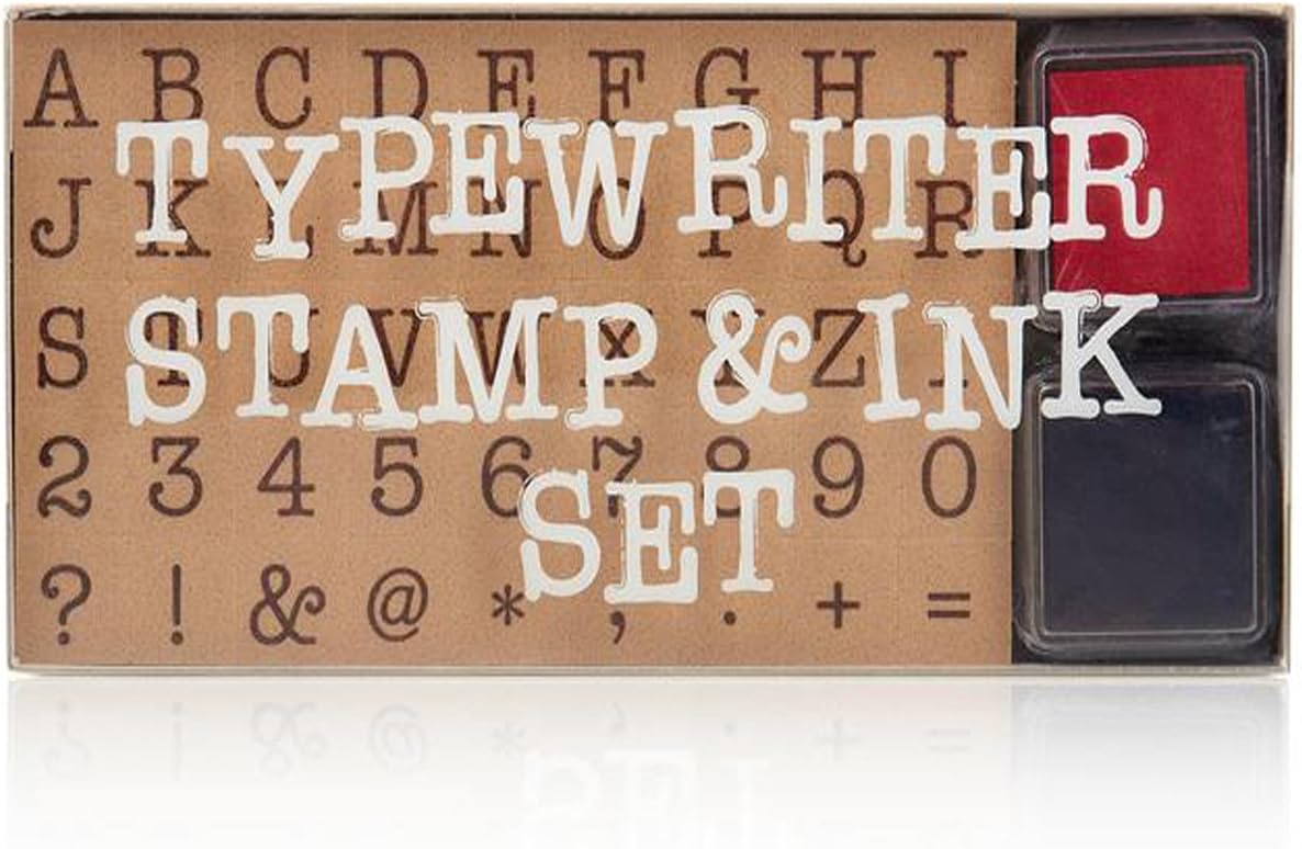 Typewriter Font Letters and Numbers Rubber Stamping Set