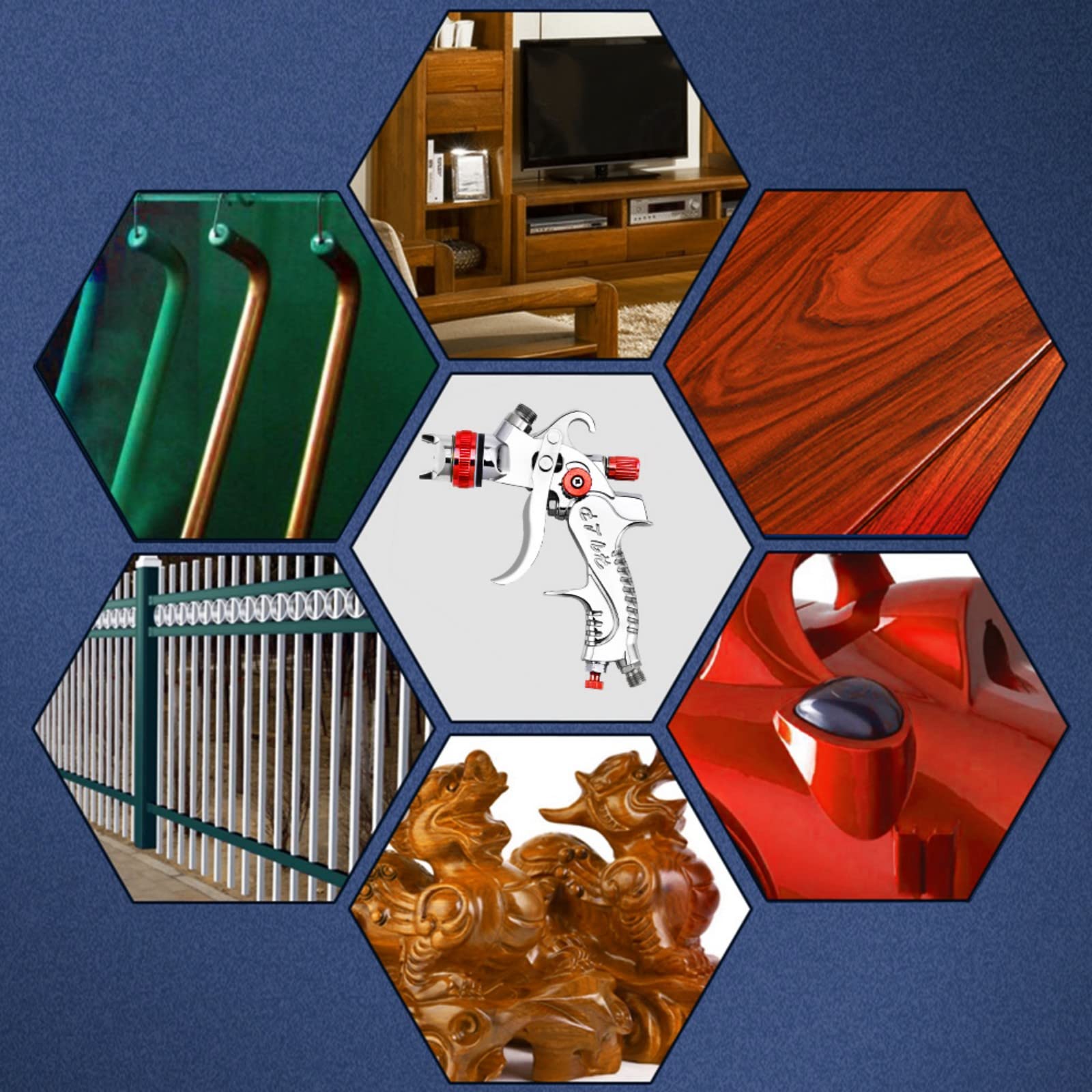 HVLP Pistola a spruzzo con 1.4MM 1.7MM 2.0MM Ugello 600ml Tazza Veicolo Auto Recinzione Strumenti di Pittura Spruzzatori di vernice per interni domestici ed esterni (Rosso)