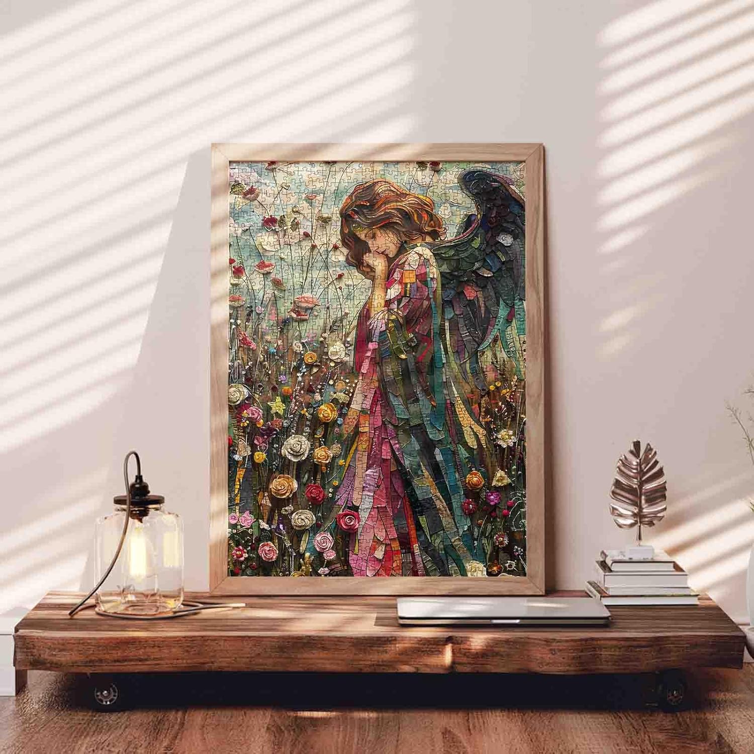 Flower Fairy Jigsaw Puzzle for Adults 1000 Pieces, Angel Girl Praying Art Jigsaws Colorful DIY Craft Puzzles Suitable for Home Decor Gifts, Family Jigsaws Puzzles Suitable for Game Nights