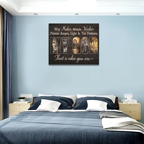 Vista 110 de Arte de pared de Jesús Jesús religioso Jesús, decoración de pared, cruz de león y cordero, lienzo impreso con citas cristianas, decoración de pared