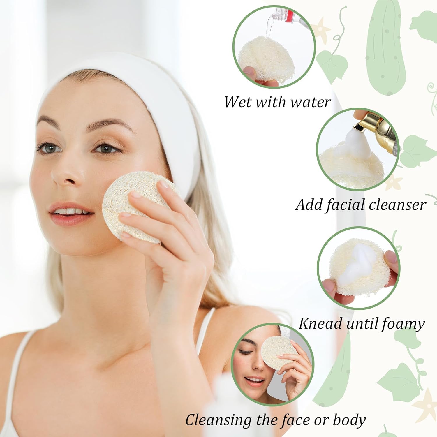 20 Pcs Natural Loofah Sponge Pads for Washing Face, Exfoliating Body Face Scrub Pads for Makeup & Dead Skin Masks Removal, Exfoliating Face Pad for Women Men Cleansing Skin(2.17 Inch) - Image 2