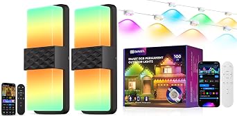 Smart Outdoor Wall Lights and Permanent Outdoor Lights Pro RGBCW,100+ Scene Modes, Waterproof Eaves Light for Halloween Christmas Decor, Compatible with Alexa, Google Assistant