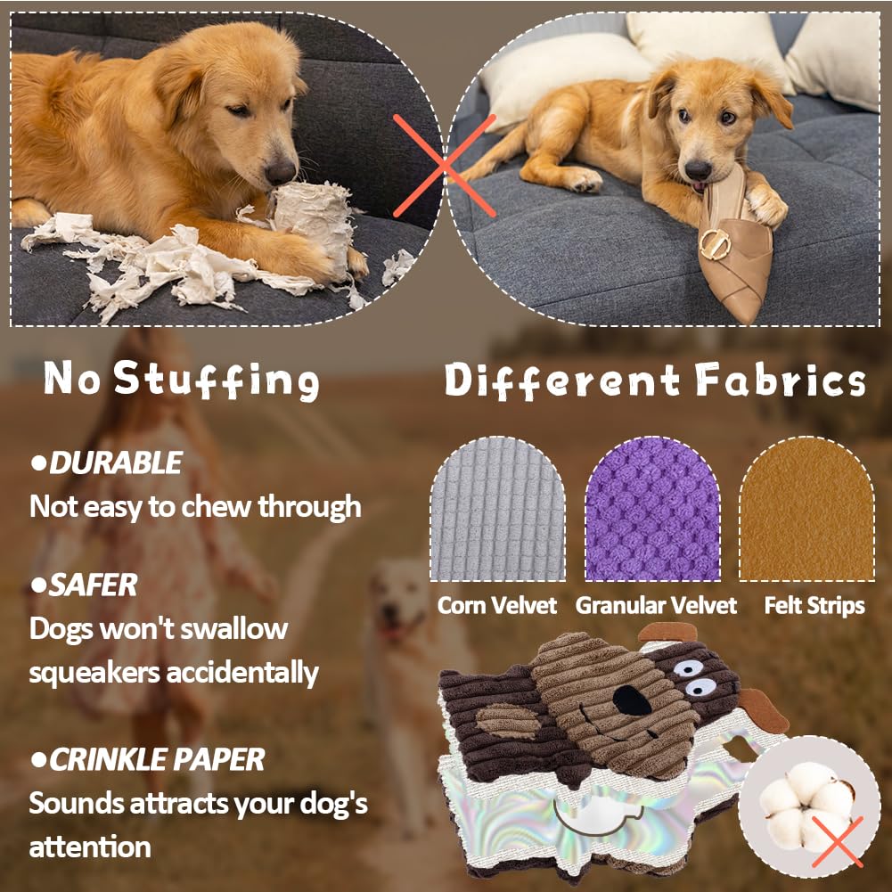 Juguetes chirriantes para perros sin relleno, juguetes de peluche duraderos y lindos, juguetes interactivos para masticar dentición para cachorros, razas pequeñas y medianas