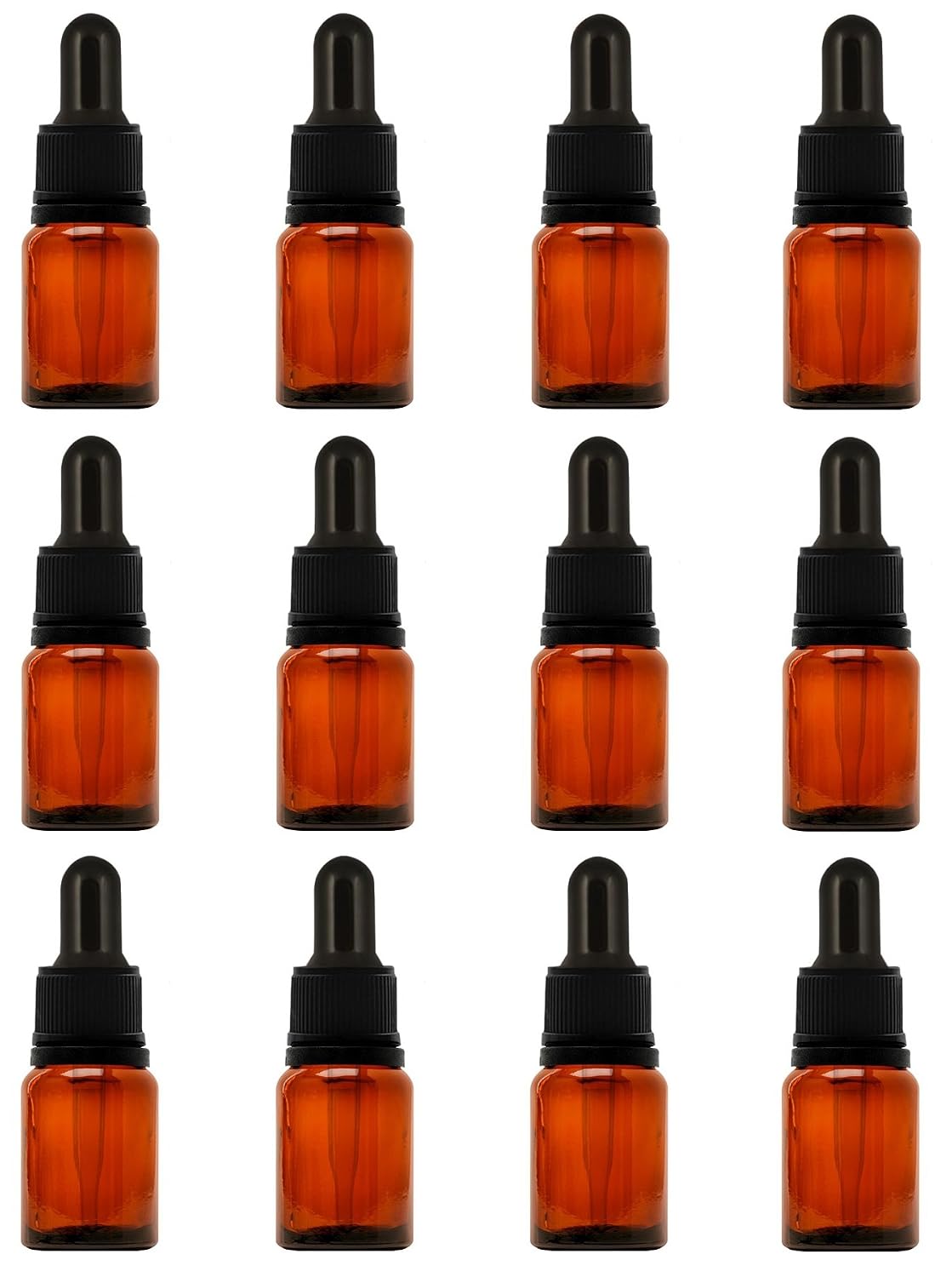 Year of Plenty Glass Eye Droppers for 5ml Essential Oil Bottles | 12-Pack | Black | Compatible with doTERRA, Young Living, Rocky Mountain, Plant Therapy, Plant Guru, Edens Garden