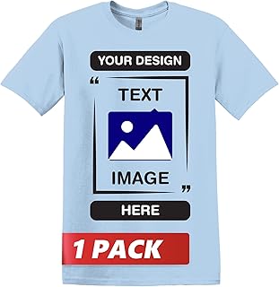 Gildan Custom T-Shirts - Personalized Unisex Crewneck Tee Shirt - Customize Your Image, Text & Photo - Men Women Adult