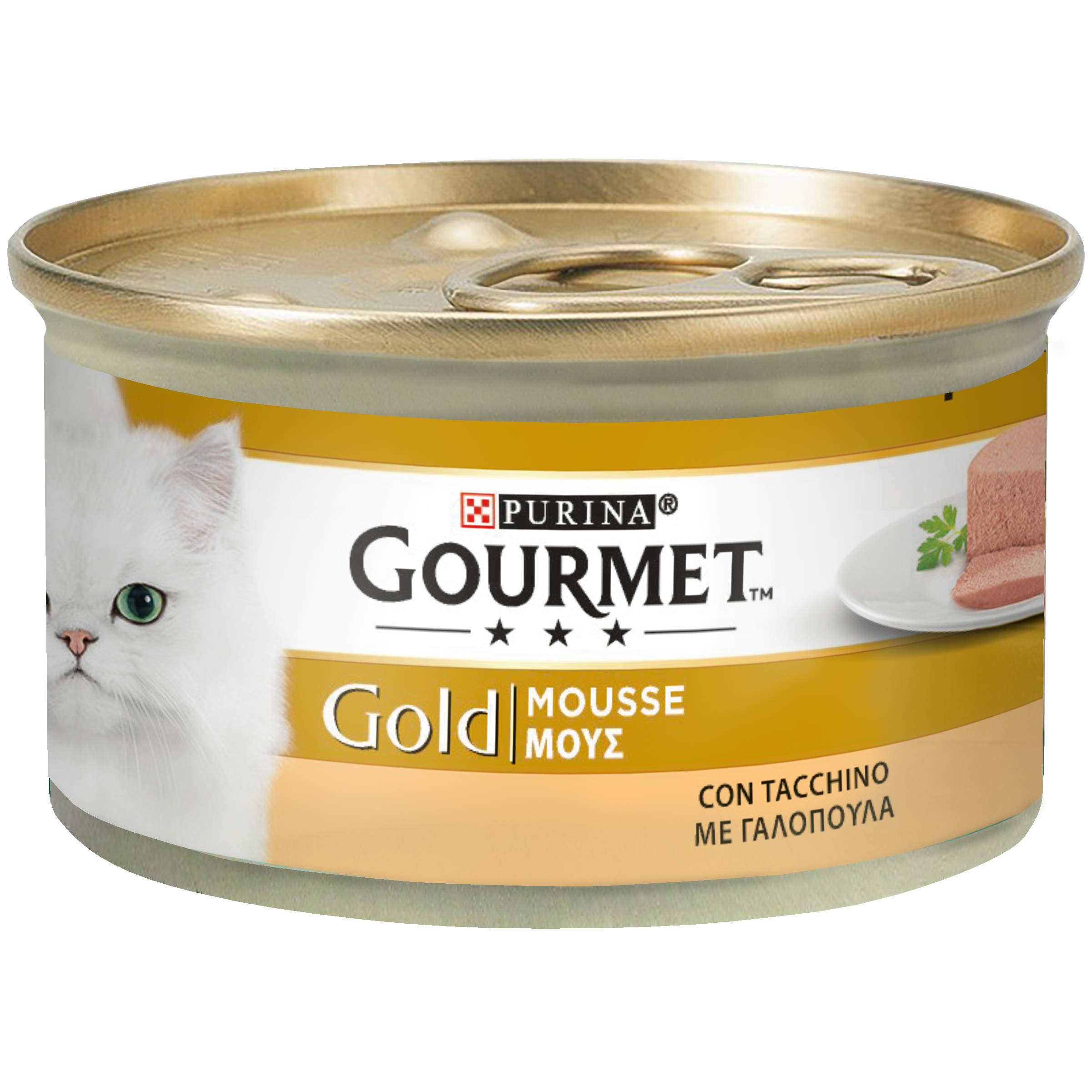 Purina Gourmet Gold Feuchtigkeit Katzen-Mousse mit Truthahn, 24 Dosen à 85 g, 24 x 85 g & Katzennahrung, Mousse mit Huhn, Packung mit 24 Dosen mit jeweils 85 g