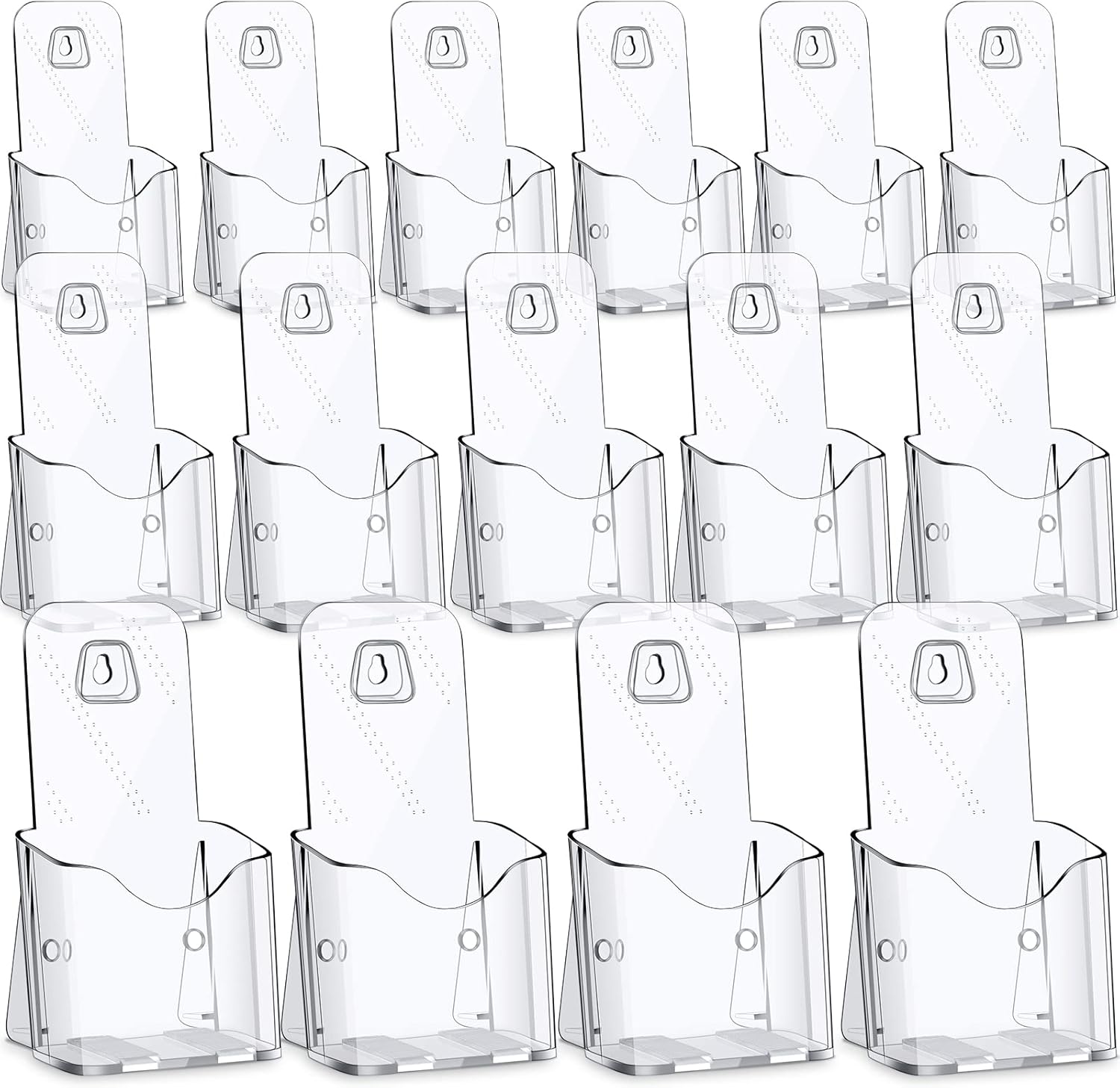 15 Pieces Acrylic Brochure Holder Stand Clear Plastic Flyer Organizer A6 Size Brochure Container 4 Inch Wide Wall Mount or Standing Pamphlet Counter Display for Home Office Classroom Supplies
