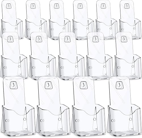 15 soportes acrílicos para folletos, organizador de folletos de plástico transparente, tamaño A6, contenedor de folletos de 4 pulgadas de ancho,