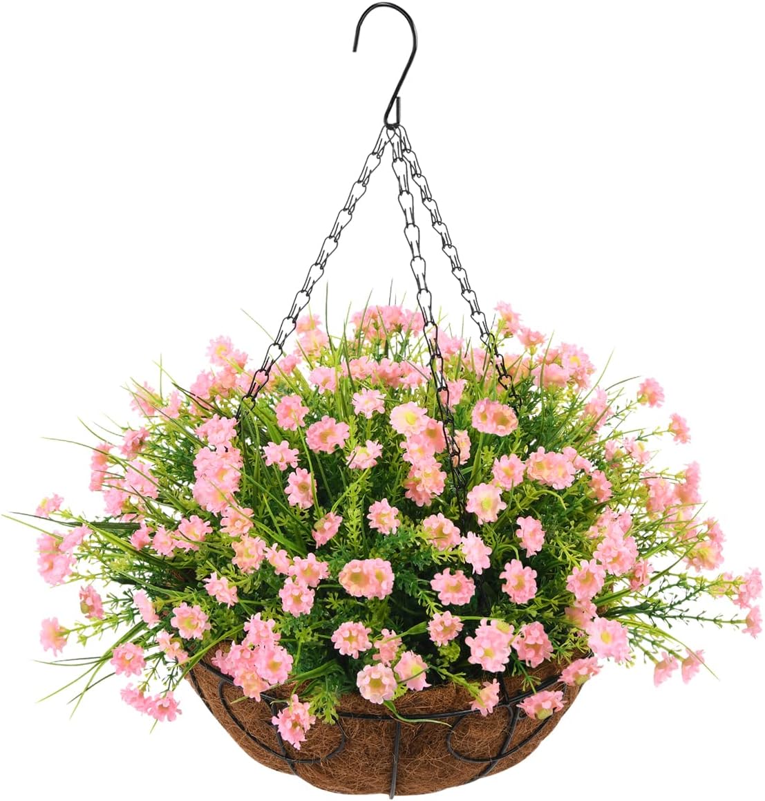 Homsunny Artificial Daisy Flower in Basket, Hanging Flowers