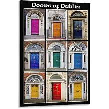 AAHARYA Door Photography. Dublin Doors Irish Doors. Georgian Doors. Photo Collage Colorful Print. Ireland. Canvas Painting Wall Art Poster for Bedroom Living Room Decor 16x24inch40x60cm Frame-style