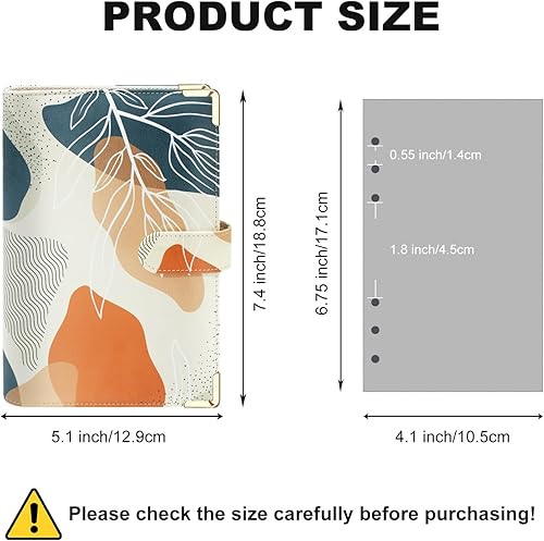 Miniatura 10 de Carpeta A5 recargable de piel sintética con 6 anillas, cubierta para cuaderno pequeño para papel de relleno A5, cubierta de planificador personal