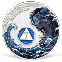 7 Year Sobriety Coin Sea Wave AA Coins Addiction Recovery AA NA Chips and Medallions 1-15 Years Clean and Sober Alcoholics Anonymous Gifts for Women Men