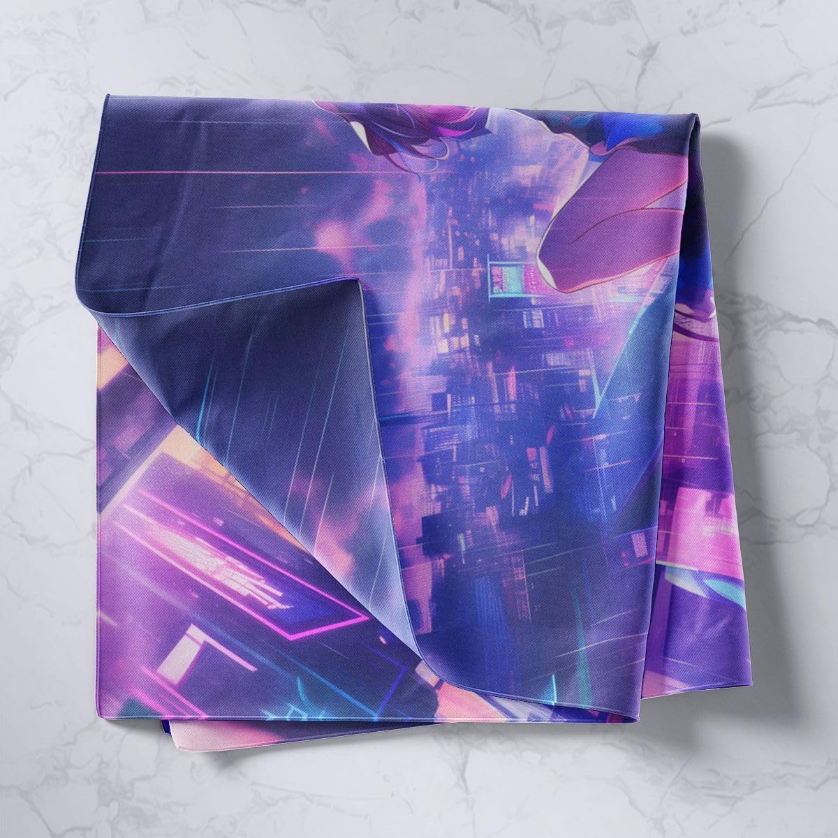 Feelyou Anime Girl Tapestry Wall Art for Bedroom Japanese Anime Wall Hanging Blanket Living Room Cyberpunk Style Home Decor Medium 59"x59" Japanese Girl Cool Purple image 2