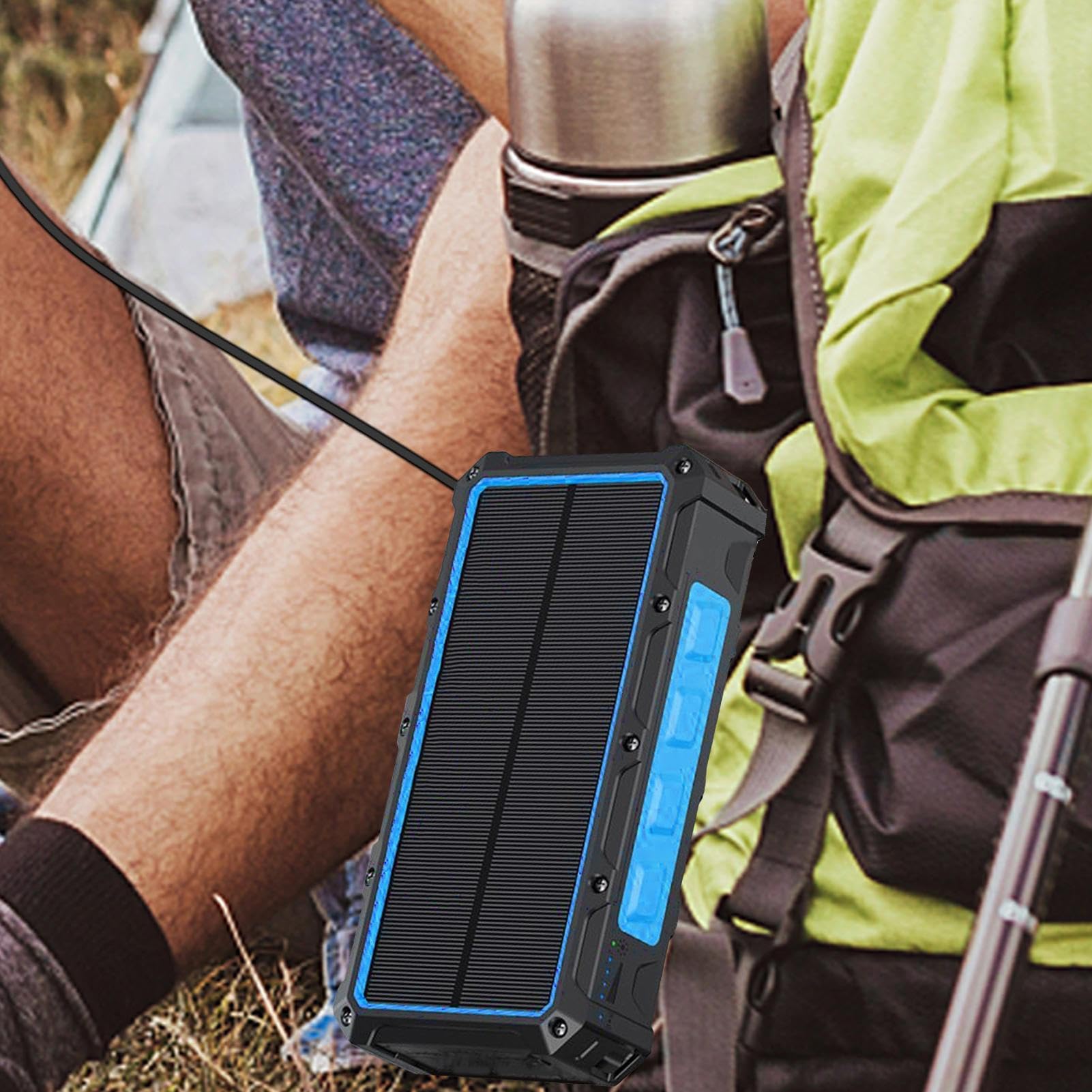 Caricatore Solare Power Bank Portatile, Allarme, Ricarica Wireless | Power Bank Con Ricarica Rapida E Torcia Per Casa Escursionismo Campeggio Pesca Uomo Donna Ragazzo Ragazza Giovani Ciclisti