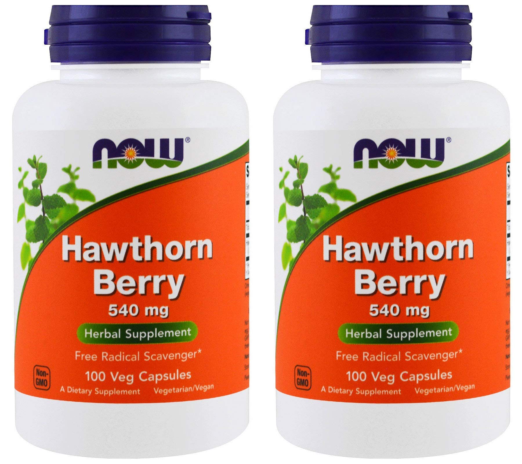 NOW Foods Hawthorn Berry 540 mg, 100 Veg Capsules (Pack of 2)