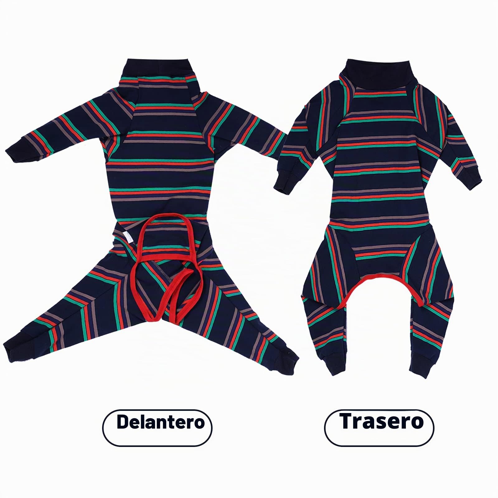 Traje de recuperación de cirugía para perro, mameluco con piernas, manga larga, transpirable, para después de cirugía, pijama anti lamer, herida abdominal, cono de perro (M, azul)