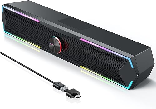 Altavoces de computadora para PC de escritorio con sonido claro, altavoz de PC LED fluido para computadora de escritorio, monitor de laptop,