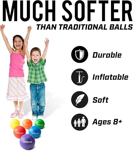Miniatura 5 de GoSports Inflatable Dodgeballs - Choose 5 Inch or 7 Inch No Sting Balls - Set of 6 Includes Ball Pump & Mesh Bag