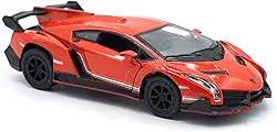 KiNSMART Lamborghini Veneno Escala 1:36 5' Modelo De Metal Fundido Super Carro Laranja