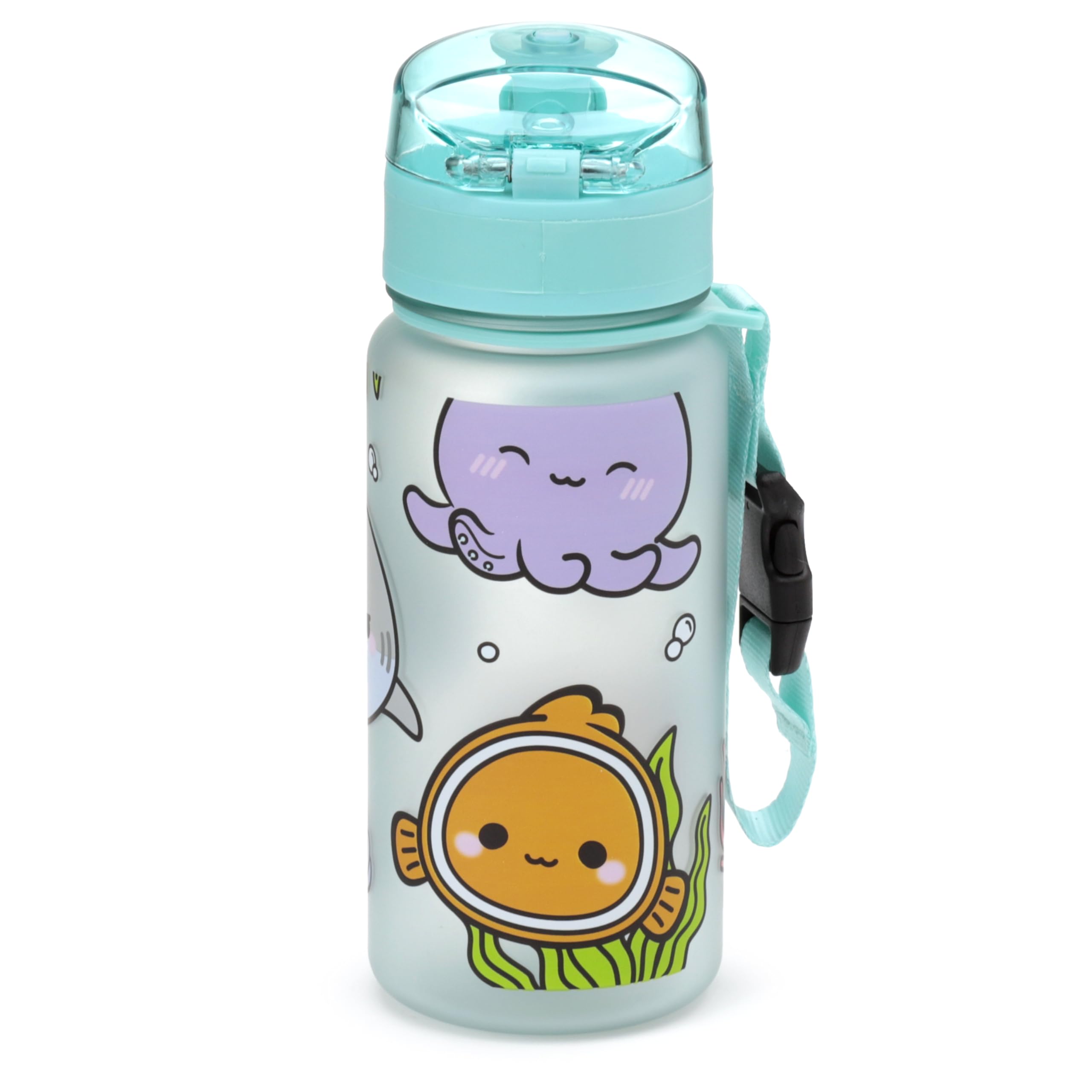 Puckator BOT211 Adoramals Sealife Pop Top 350ml Shatterproof Reusable Children's Bottle with Infuser, Mehrfarbig, 350 ml - Image 3