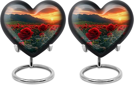 Tranquil Rose Heart Small Urn for Human Ashes Keepsake 3 Inch