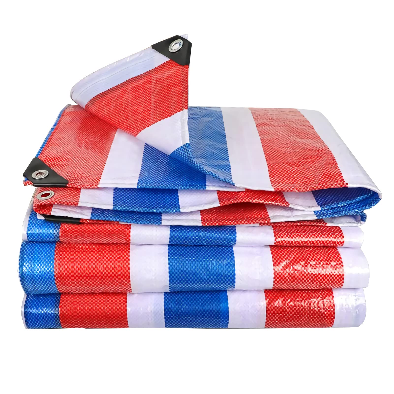 Tarpaulin Heavy Duty Builders Waterproof Ground Sheet Cover,140g/m² Multi-Purpose Tarpaulin Cover Backyard Terrace Cover UV Resistant Protecting Car,Wood,Boat,Garden,Camping,Outdoor,7x8m