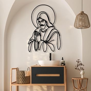 Black Jesus Wall Art,Christian Metal Wall Art,Jesus Cross Wall Decor, Religious Wall Decor,Crucifijo De Pared,Metal Wall Art Decor for Living Room,Bedroom,Home Gift 12x17inches / 30x44cm, Style 2