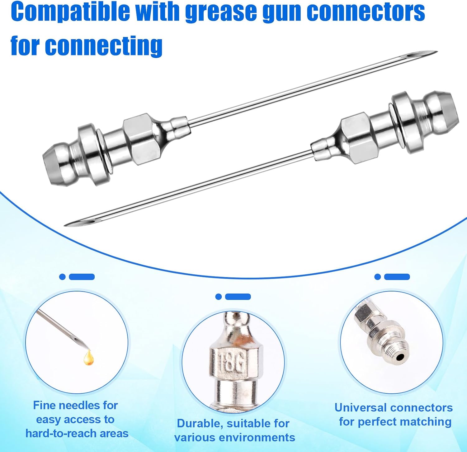 7pcs Grease Gun Accessory Kit, Including 2 Needle Nozzles 2 Dispensers Adapter Coupler & Zerk Fitting Cleaner for Automotive Industrial & Machinery Maintenance