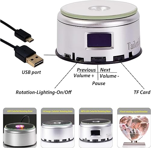Miniatura 3 de Marco de Fotos de Color Personalizado como Regalo, Marcos de Fotos Personalizados, Regalos Personalizados de Fotos de Cristal 3D de Parejas con Luz,
