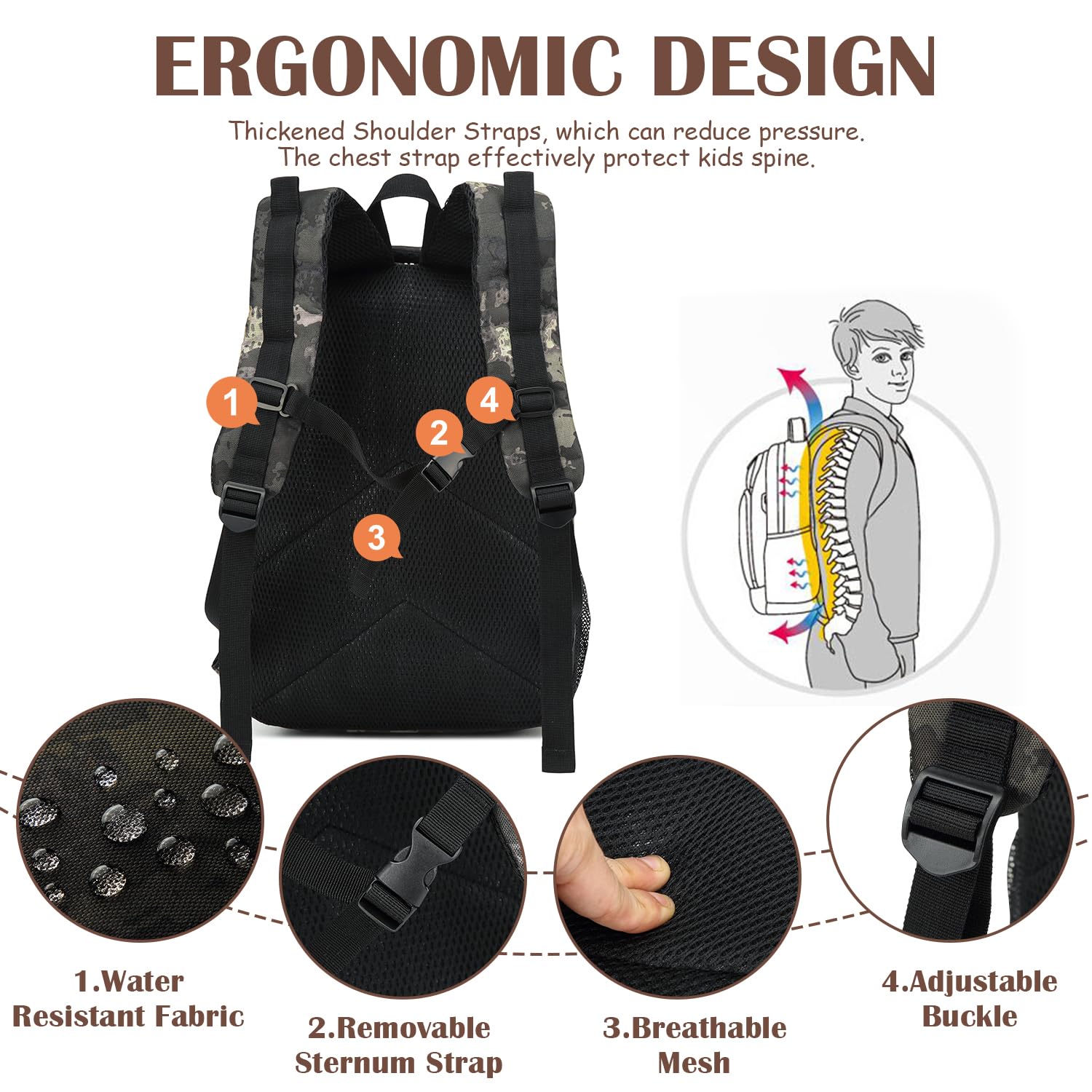Mochila táctica para niños, mochila militar Molle para niños, mochila para escuela, al aire libre, camping