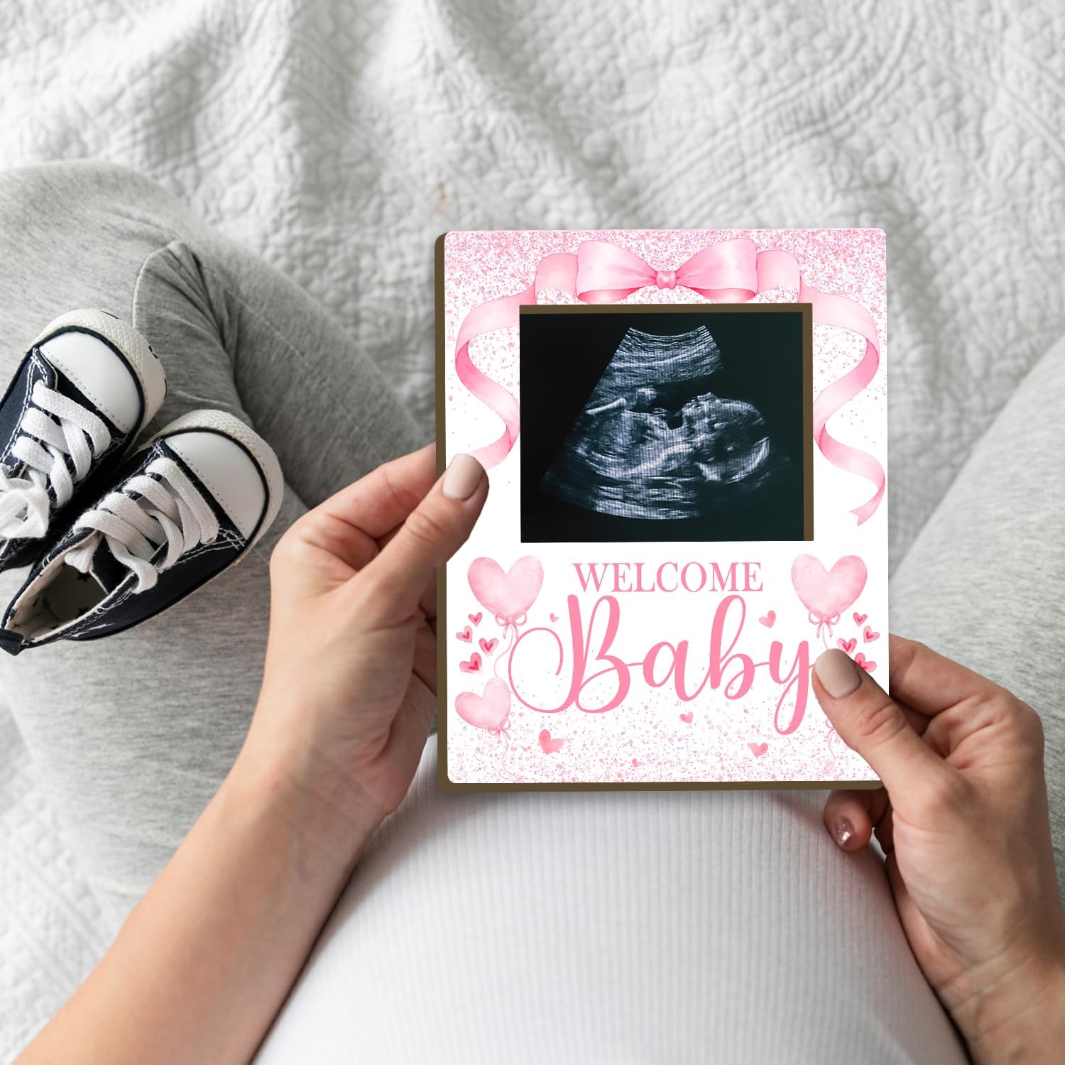 Pink Bow Ultrasound Frame 8x10, Baby Shower Decor, Shower Keepsake Gift image 5