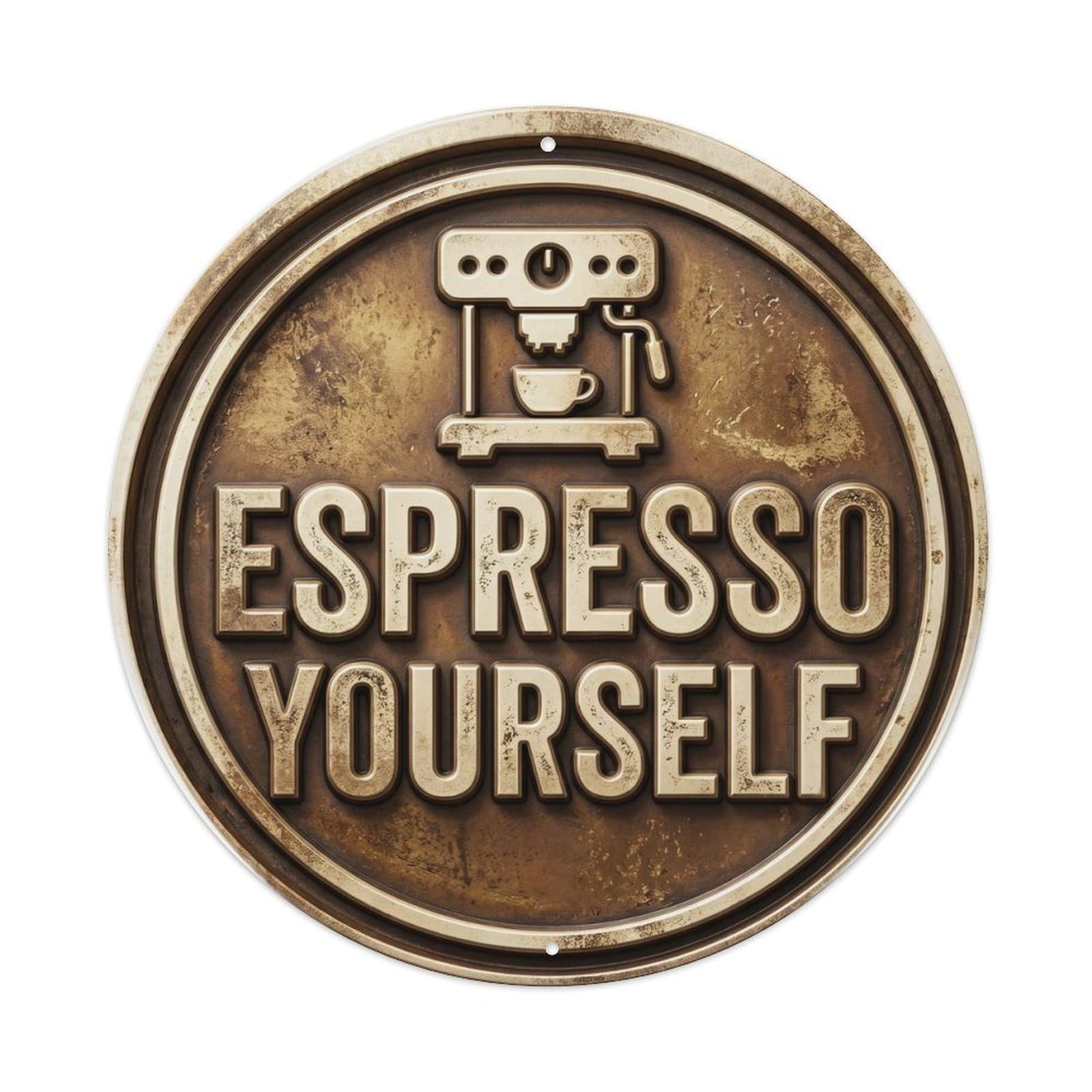 Espresso Yourself Vintage Hanging Display Retro Slogans Metal Tin Sign