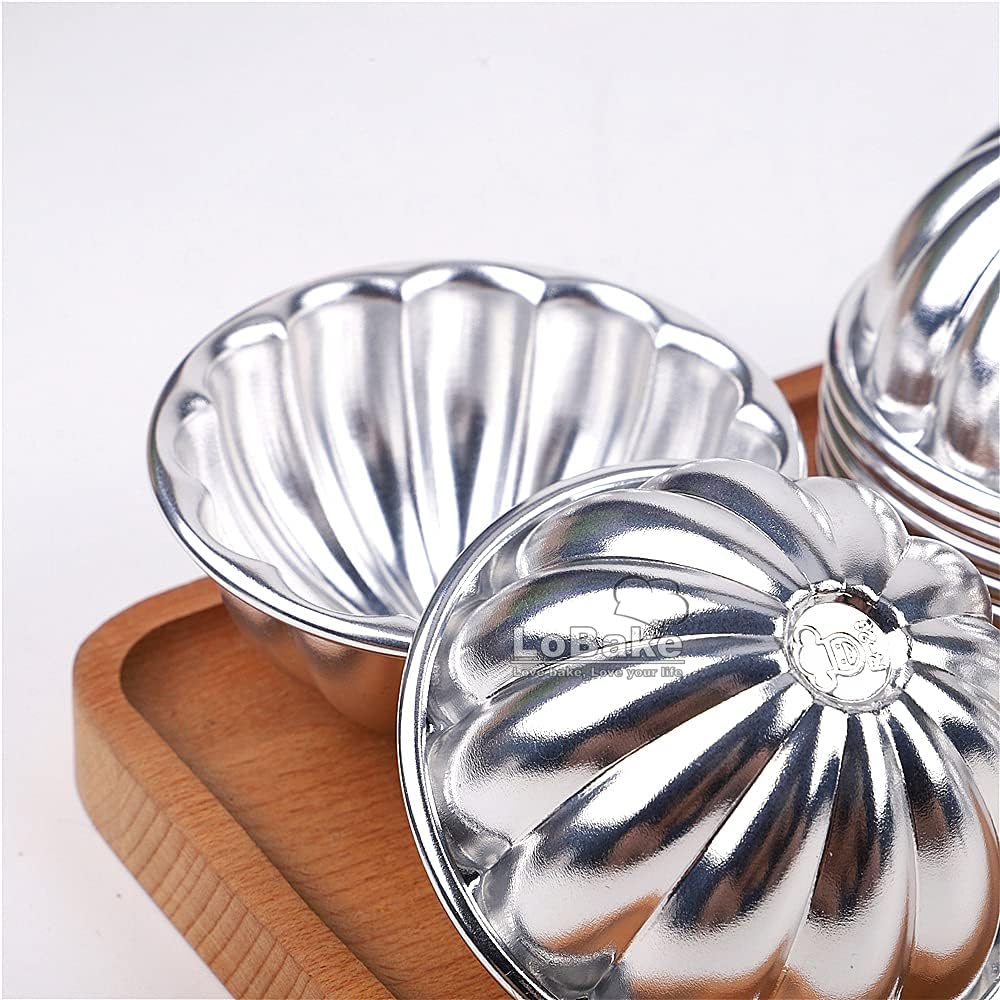 LoBake 10pcs Various Shape Wavy Cups Flower Pumpkin Pans Aluminium Tart Mould Jelly Pudding Cup Cupcake Mold DIY Baking Tools (R23)