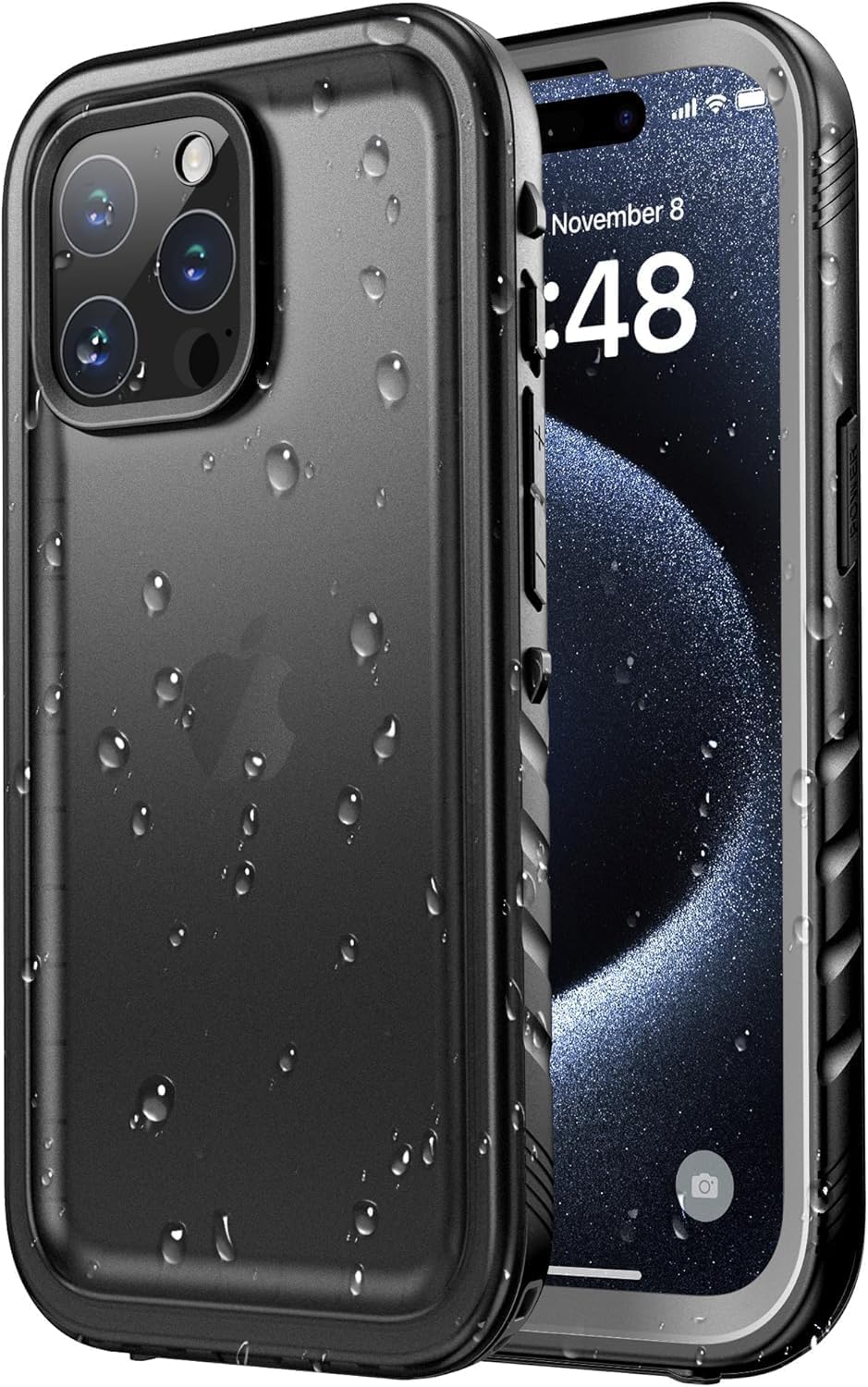 SPORTLINK for iPhone 15 Pro Waterproof 360 Full Body Case, Black | Screen/Camera Protector (Built‑in) , Heavy Duty Protective Military Shockproof, IP68 Dust Proof, Hard Tough Front Back Cover