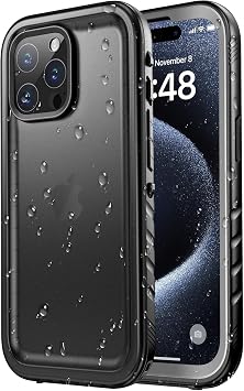 SPORTLINK for iPhone 15 Pro Waterproof 360 Full Body Case, Black
