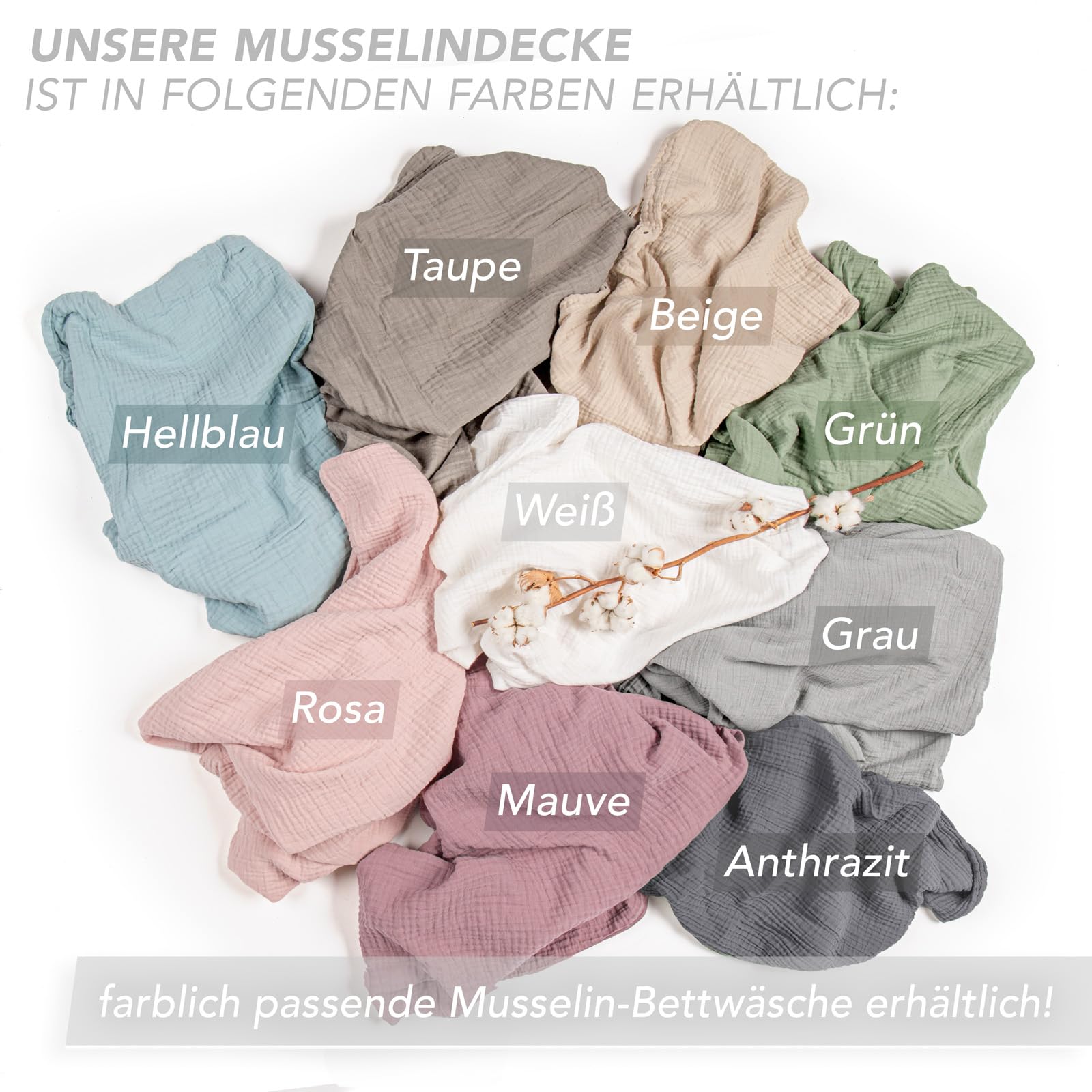 Musselin Decke 150x200 cm Oeko-Tex 100% Baumwolle Kuscheldecke Weiß