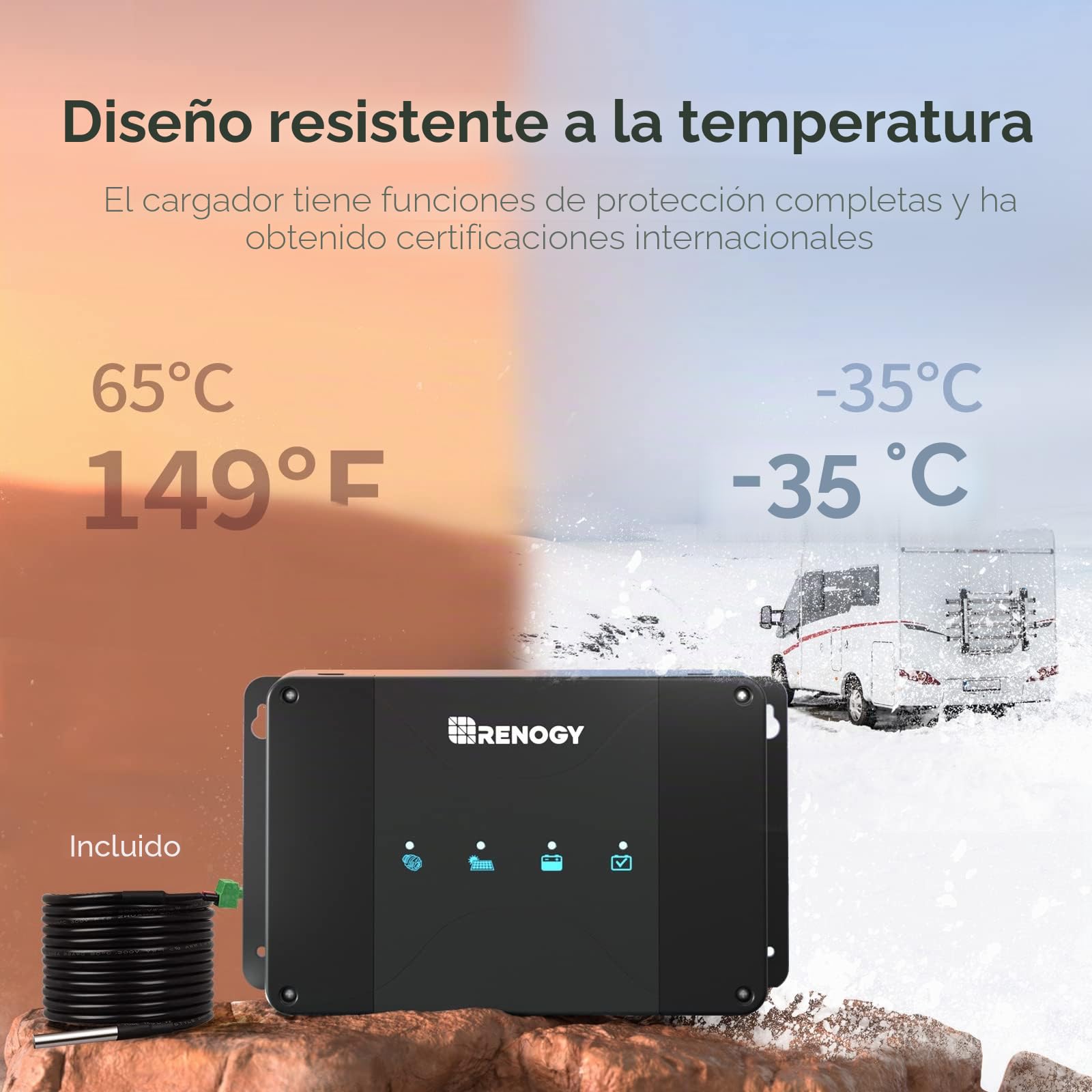 Renogy 12V Cargador de Batería DC-DC 50A 12V Cargador Batería con MPPT para Batería AGM, de Gel, Inundada y de Litio