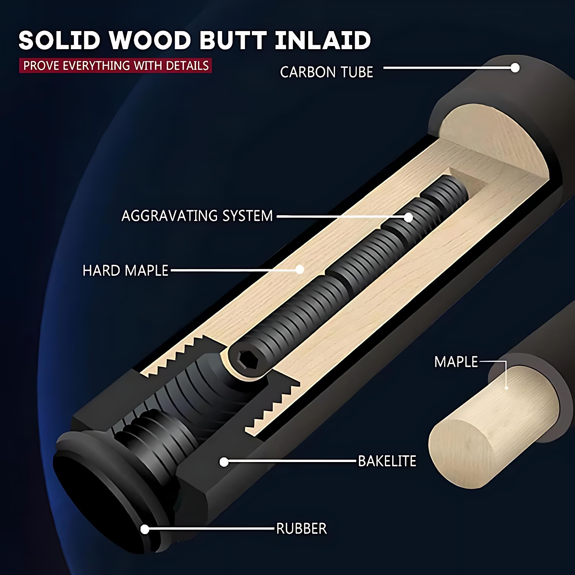 Włókno węglowe 1/2 Split Pool Cue, 2-sekcyjny kij Break & Jump Cue Stick 147 cm 538.6-567.0 g, 12,4 mm Sterownik bilardowy z etui, snooker i akcesoria do basenu