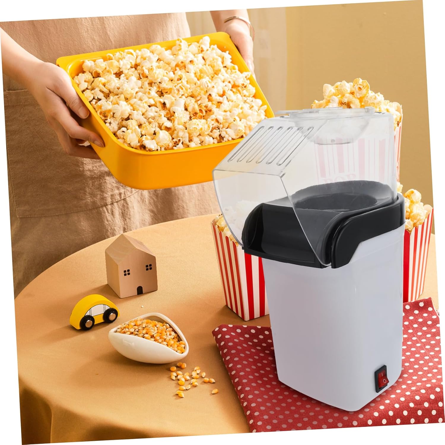110V Automatic Small Popcorn Maker Machine ABS Material Home Use for Movie Evenings Easy to Operate Compact Design